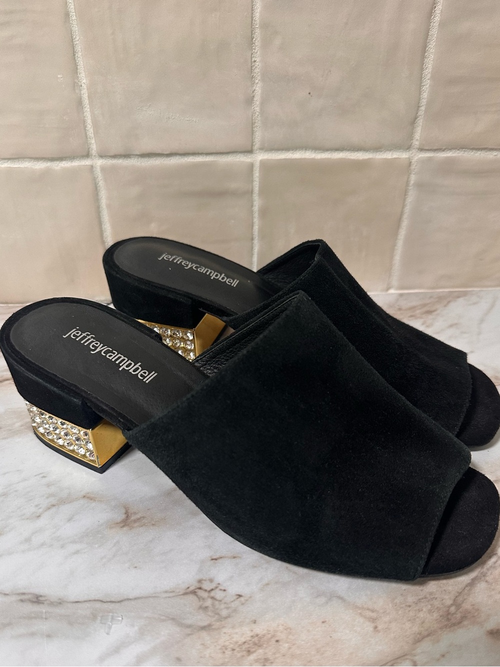 Jeffrey Campbell Teseida Black Suede Mule Sandals. Size 8 (2017-2018)